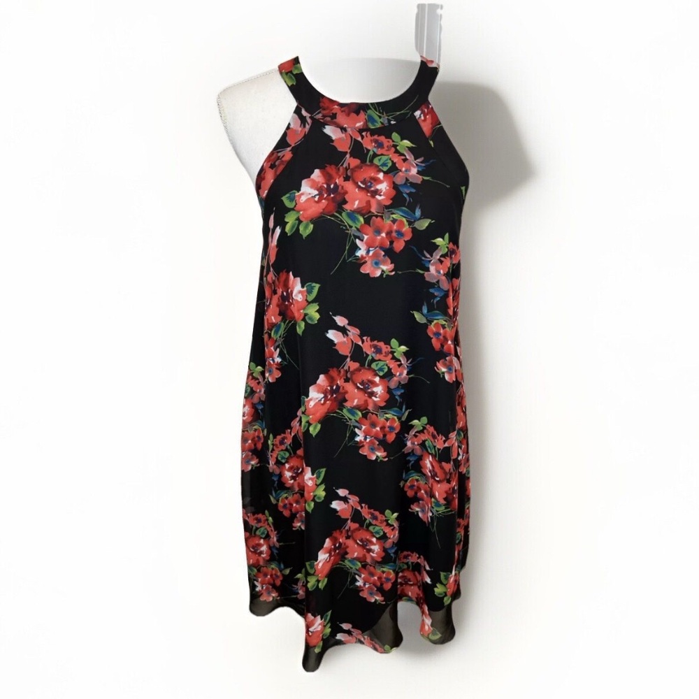 Betsey Johnson Dress Womens Size 2 Chiffon Floral Sleeveless Romantic Whimsigoth